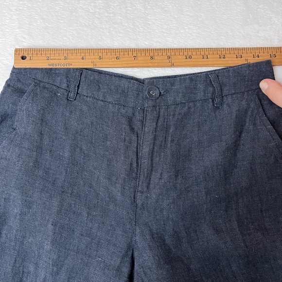 Garnet Hill 100% Linen Navy Blue Wide Leg Pants sz 10 Lagenlook Coastal Grandma - Picture 10 of 10